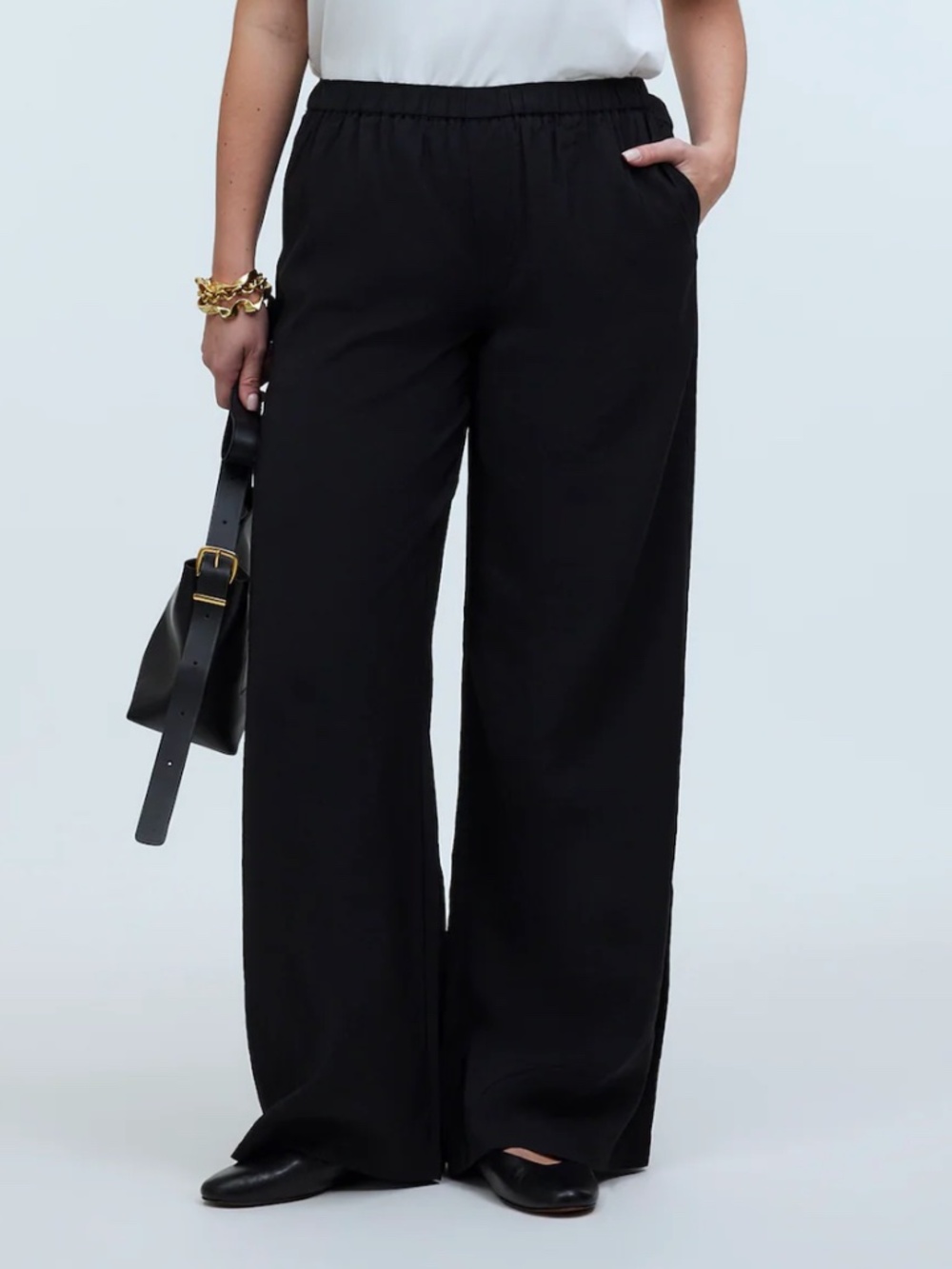 Madewell Petite Pull-On Wide-Leg Pants in Softdrape size Small